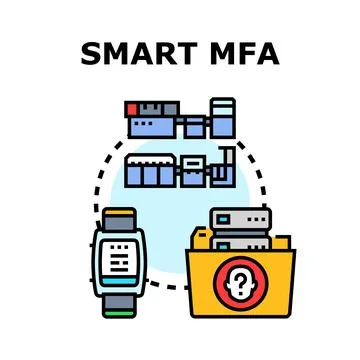 Smart multi factor authentication securing data access Stock Illustration