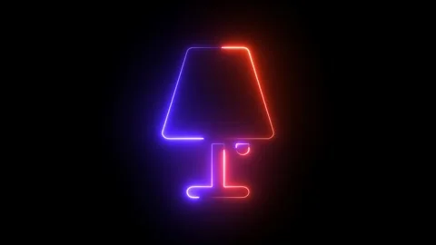 Smart neon ceiling light design, futuristic hanging lamp glowing icon Stock Footage 309265730