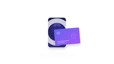 Smart NFC Hotel Key Card Access Animation with Indigo Gradient and Glowing .. Stock-Footage 346202036