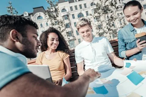 Smart nice man explaining his idea Stock Photos