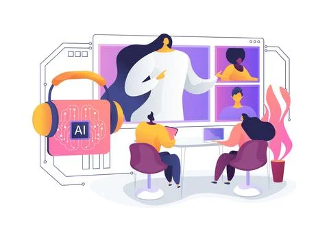 Smart Noise-Canceling Software for Virtual Meetings abstract concept vector Stock Illustration
