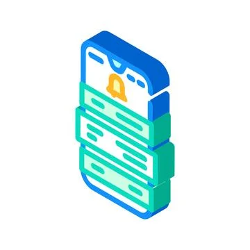 Smart notifications isometric icon vector illustration Stock Illustration
