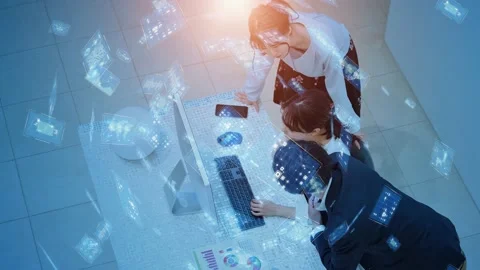 Smart office concept. Management strategy. Business communication network. Video stock 147568884