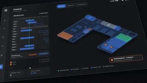 Smart Office Dashboard IoT Building Interface Floor Plan Statistics Room Stock Footage 346348838