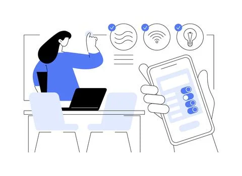 Smart office isolated cartoon vector illustrations. Ilustración de archivo