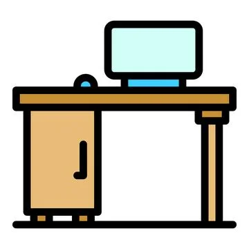 Smart office workspace icon vector flat Illustrazione stock