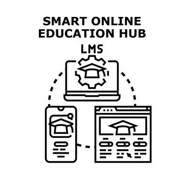 Smart online education hub learning management system Stock Illustration