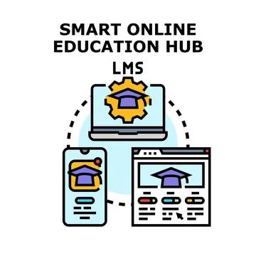 Smart online education hub learning management system 스톡 일러스트
