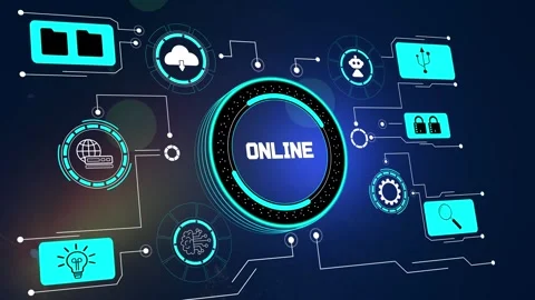 Smart Online Infrastructure and Digital Network Loop Stock Footage 329183976