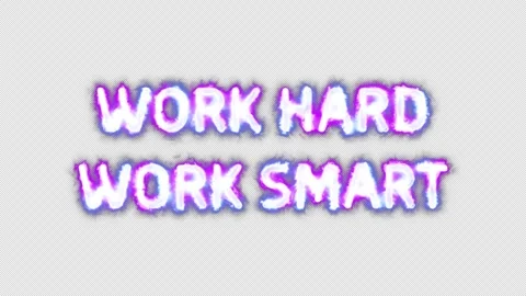 Smart or hard working  neon effects, text animation on transparent background Stock Footage 303340468