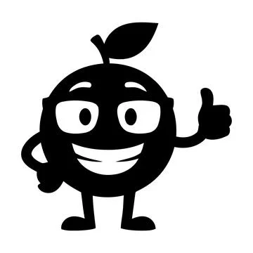 Smart orange fruit character thumbs up silhouette vector illustration icon 스톡 일러스트