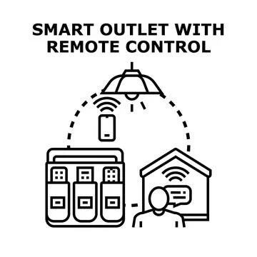 Smart outlet with remote controlling smart home appliances Stock Illustration