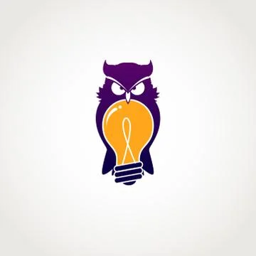 Smart Owl With Bulb Idea Logo Sign Symbol Icon Stock Illustration