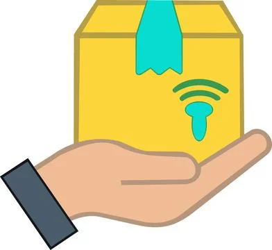 Smart packaging tracking icon with wireless sensor Ilustración de archivo