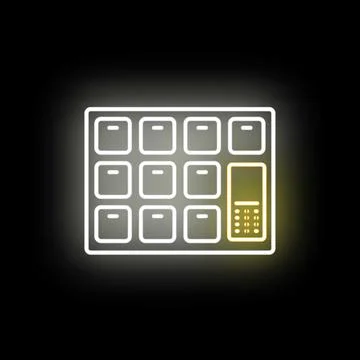 Smart parcel locker system neon icon glowing Stock Illustration