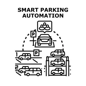 Smart parking automation system optimizing urban mobility Stock Illustration