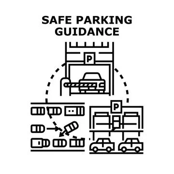 Smart parking guidance system directing vehicle flow Stock Illustration