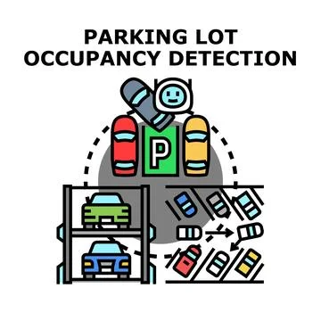 Smart parking lot occupancy detection system concept Stock Illustration