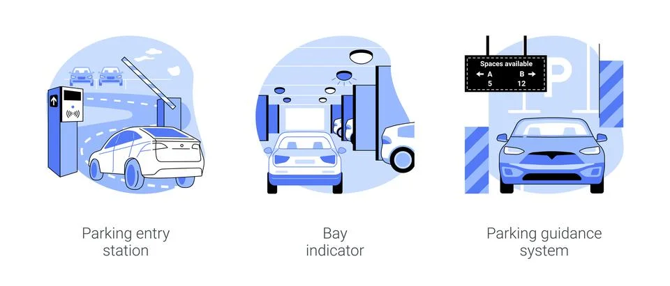 Smart parking management system isolated cartoon vector illustrations se Stock Illustration