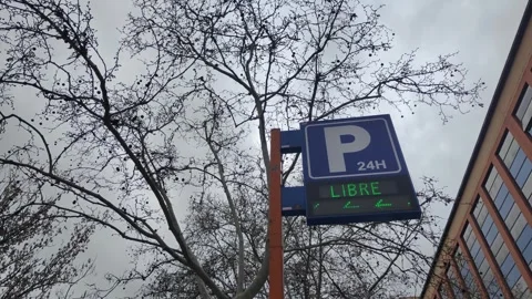 Smart parking sign displaying availability and information Stock Footage 340326726