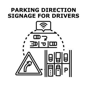 Smart parking system guiding drivers to available spots Stock Illustration