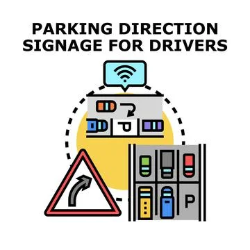 Smart parking system guiding drivers to available spots Stock Illustration