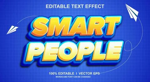 Smart people 3d vector text effect with modern style design Stock Illustration
