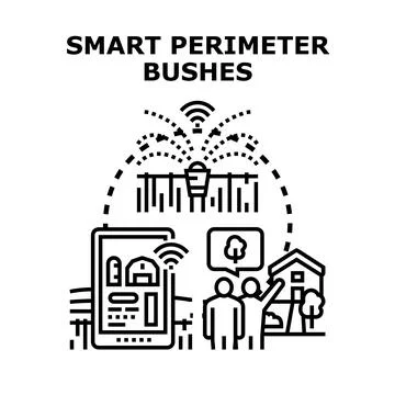 Smart perimeter bushes irrigation system concept vector Stock Illustration
