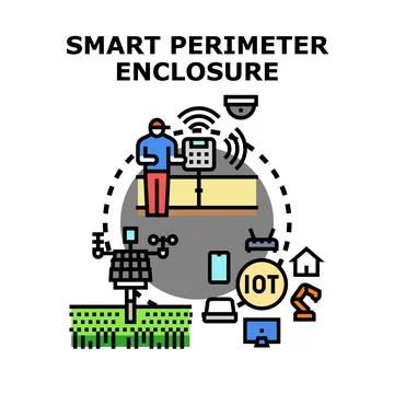 Smart perimeter enclosure securing connected technology area Stock Illustration