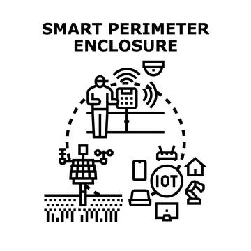 Smart perimeter enclosure securing connected technology area Stock Illustration