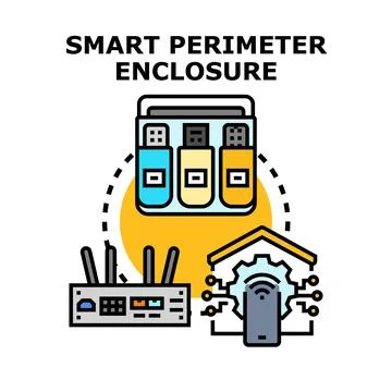 Smart perimeter enclosure securing home network devices Stock Illustration