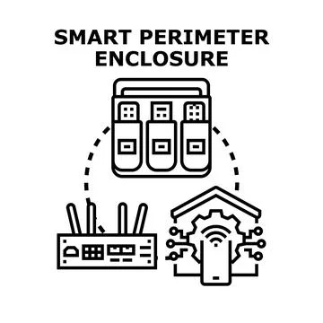 Smart perimeter enclosure securing home network devices Stock Illustration