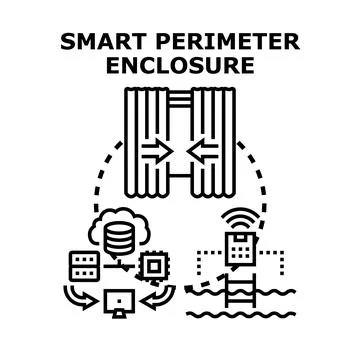 Smart perimeter enclosure system conceptual illustration Illustrazione stock