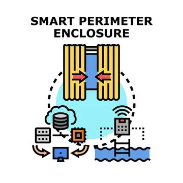 Smart perimeter enclosure system conceptual illustration Stock Illustration