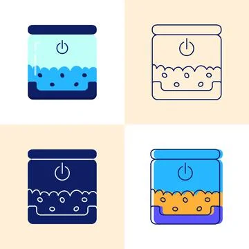 Smart pet feeder icon set in flat and line style Stock Illustration