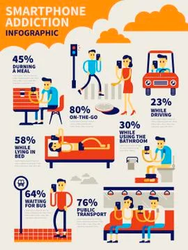 Smart phone addiction Stock Illustration