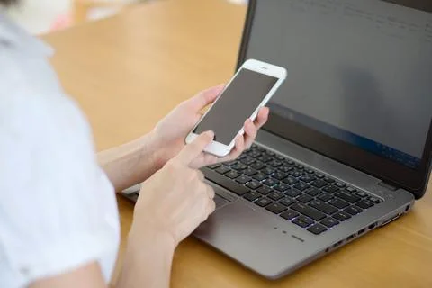 Smart phone and computer Stock Photos