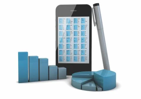 Smart phone and graphics Stock Illustration
