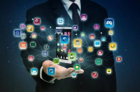  Smart phone application on internet Conceptual image of smart phone appli... Stock Photos