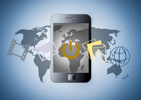 Smart phone with applications Stock Illustration