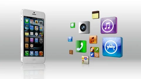 Smart phone with apps Stock Illustration