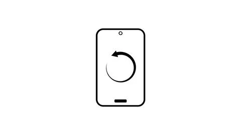 Smart phone with black circular arrow indicating refresh or reload function.. Stockillustratie