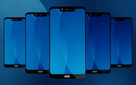 Smart phone with blue screen Ilustración de archivo