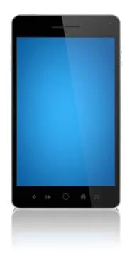 Smart phone with blue screen isolated Stock Illustration