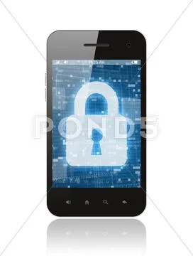 Smart phone with closed lock . Stock Illustration
