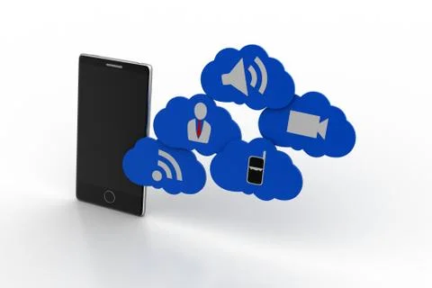 Smart phone with cloud application Illustrazione stock gratuita