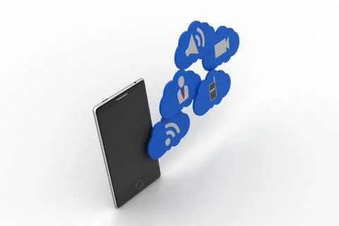 Smart phone with cloud application Illustrazione stock gratuita