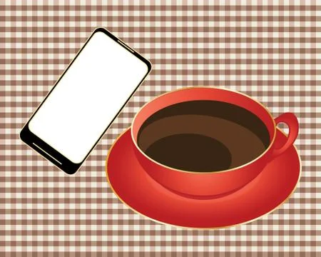 Smart phone with coffee Stock Illustration