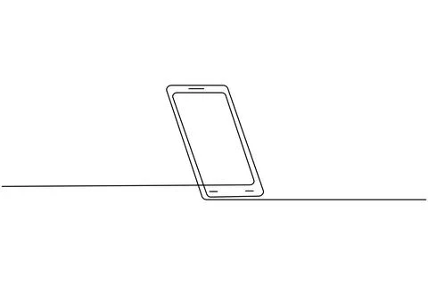Smart phone continuous one line drawing and minimalist style isolate outlin.. Illustrazione stock