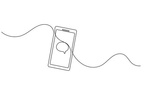 Smart phone continuous one line drawing and minimalist style isolate outlin.. Stock Illustration